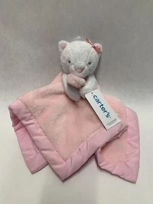 Manta de seguridad Carters Kitty Cat Kitten rosa Lovey 2021 etiquetas oreja izquierda arco Foto 1 de 4