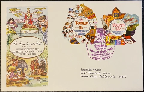 Tonga #455,#C259 FDC; Ships, Rowland Hill topical  *d Cover