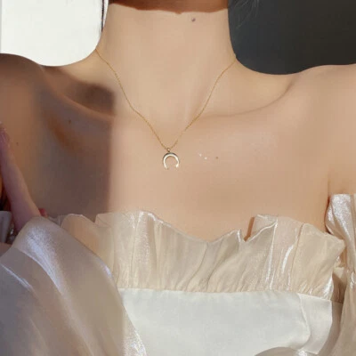 Minimalist Jewellery Gold Silver Chain Boho Chic Horn Pendant Necklace for Party - image 1 of 4