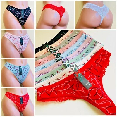VISION WOMEN THONGS TANGAS LACE SEXY 6-12 Panties Undies 95% COTTON UNDERWEAR 2130 S-XL