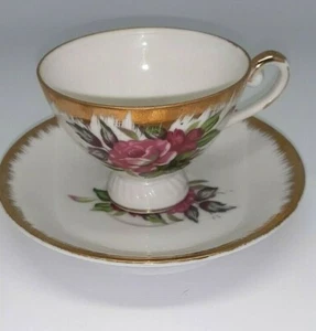 Kelvin Fine China Teetasse & Untertasse. L-913 - Rosen & Goldakzente - Bild 1 von 7