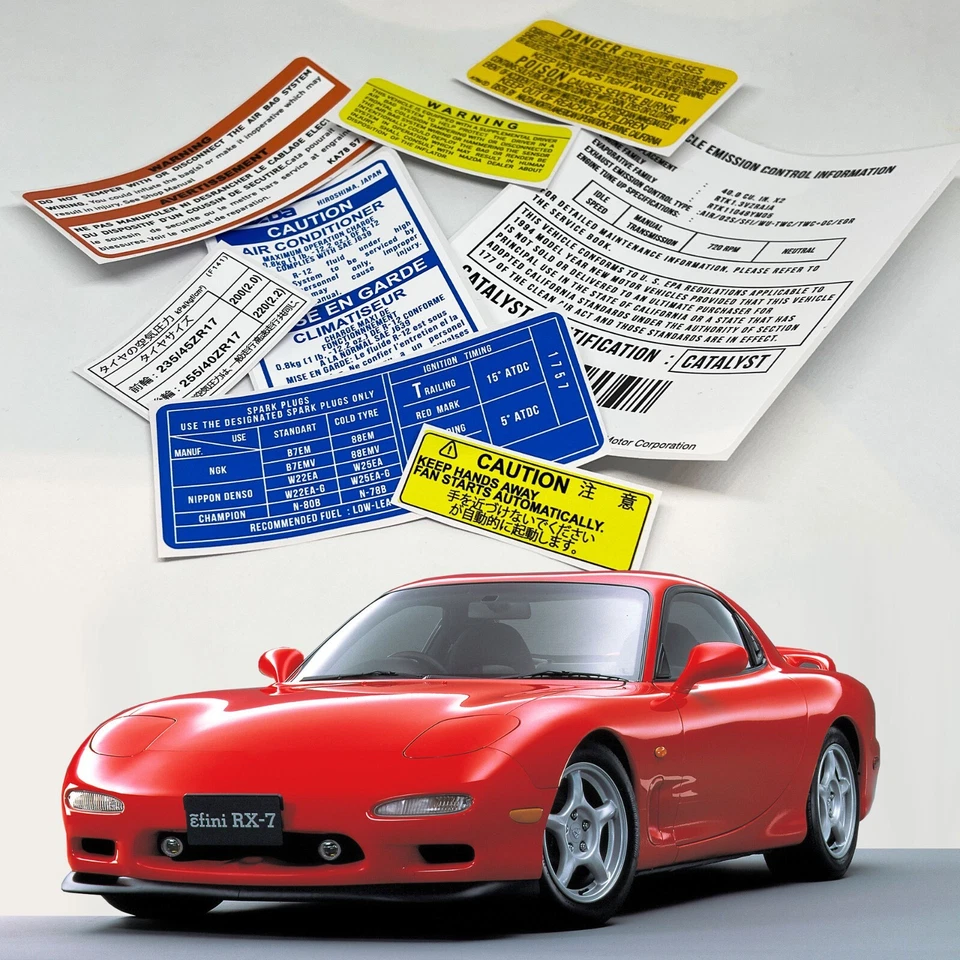 Mazda Rx7 Fd 13bt Restoration Warning Caution Engine Stickers Labels Fusebox - Изображение 1 из 4