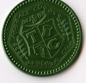 Mardi Gras Doubloon Terrace Corner Marching Club 1975 Aluminum Green - Picture 1 of 2