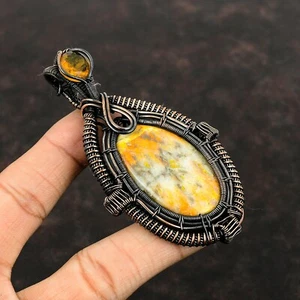 Bumble Bee Jasper Stone Citrine New Wire Wrapped Daughter Pendant Jewelry Copper - Picture 1 of 6