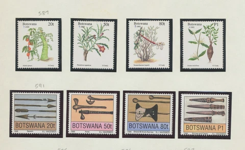BOTSWANA  - Scott 587-590 & 591-593 - MNH - Flowers, Christmas, Weapons -1996 Cover