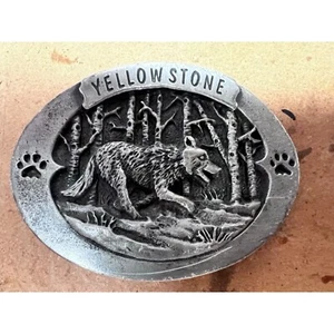 Hebilla de cinturón Colorado Silver Star 1994, Yellowstone Wolf, estampados de patas, #5110 - Imagen 1 de 7