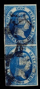 Edifil 8 ec y 10 usado 2 reales azul 1851 Isabel II Spain Lujo 8ec eca - Imagen 1 de 1
