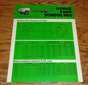 Original 1975 Dodge S600 School Bus Sales Brochure 75 - Picture 1 of 2