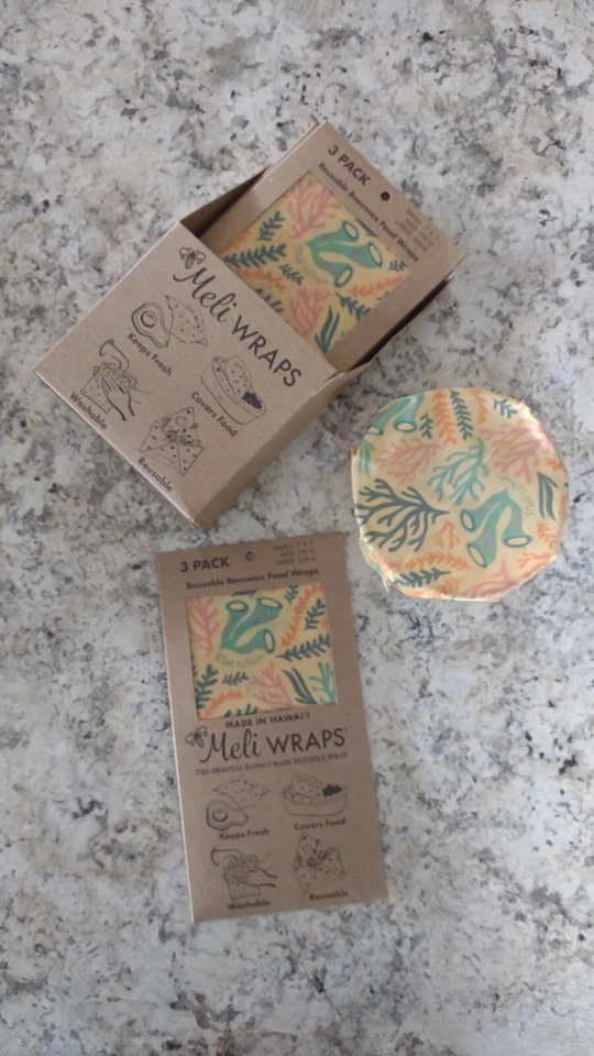 New Meli Wraps Reusable Beeswax Food Wrap 3 Pack Made In Hawaii Foto 1 de 1