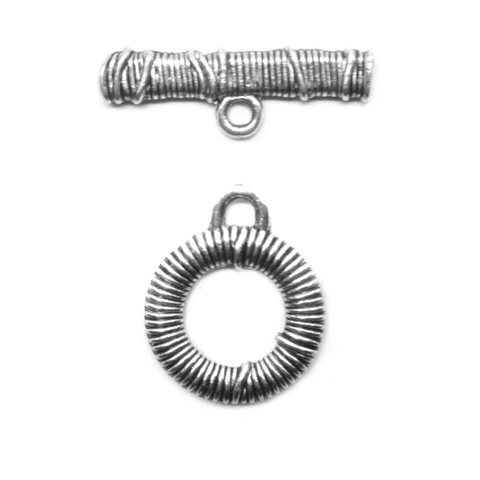 Pewter Wire-Wrap Look Toggle Clasp 20x16mm w 23mm Bar 18 Sets - Image 1 of 1