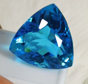 Natural Certified 46.20 Ct Blue Aquamarine Trillion Cut Loose Gemstone 