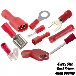 ROTE ANSCHLÜSSE CRIMP ISOLIERTER DRAHTRING GABEL KUGEL SPATENLASCHE BUTT STECKER - Bild 1 von 13