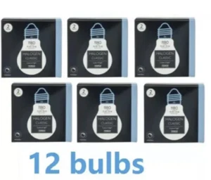 6 PACKS OF 2 = 12 TESCO HALOGEN 70W = 91W EDISON SCREW DIMMABLE LIGHT BULBS NEW - Picture 1 of 10
