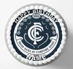 Edible Carlton Blues Footy Football Cake Topper Wafer or Icing 19cm - Picture 1 of 5