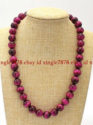 6毫米-10毫米100%天然多色老虎眼宝石珠项链14-36英寸 — 第 1/4 张图片