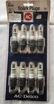 Eight (8) R44 Vintage AC Delco Spark Plugs Green Rings 1969-1970 Chevrolet - Image 1 of 2