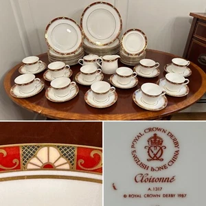 Vintage 55 Piece Set/Service for 11 ROYAL CROWN DERBY "Cloisonne" Bone China - Picture 1 of 20