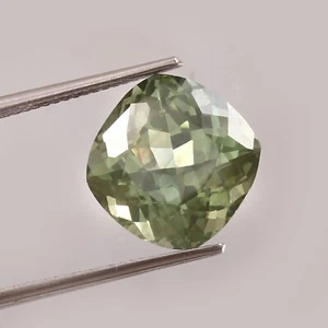 Piedra preciosa de corte cojín suelto zafiro verde azul de Ceilán natural 11,30 quilates - Imagen 1 de 4
