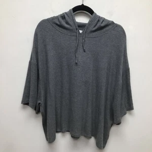Calme Womens Casual Cozy Top Tee Gray Short Sleeve Stretch Ribbed Hooded XXL New - Picture 1 of 7