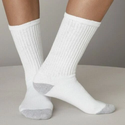 New 12 Pairs Mens Womens Crew White Cotton Sports Socks USA Long Size 9-11,10-13 - Image 1 of 1