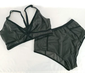 Torrid Curve Bralette & Hi Waist Panties Set Plus Size 2 Gray Blk Sheer Unlined - Bild 1 von 16