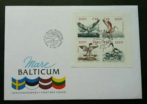 [SJ] Estonia Birds 1992 Eagle Duck Fauna (miniature FDC) *see scan - Picture 1 of 6
