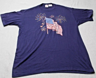 Vintage Jerzees Home Made Single Stitch Flag Fourth Of July T Shirt Men's XXL - Image 1 of 4