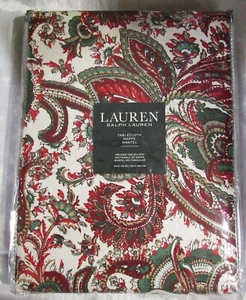 Tovaglia di design RALPH LAUREN 60x104" Paisley rosso e marrone cotone nuova con etichetta - Foto 1 di 3