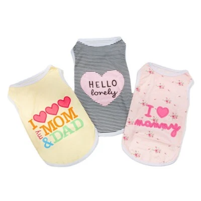 Dog Pet Clothes Summer I Love MOM DAD Vest Sleeveless Dog T-Shirts Apparel HOT 」 - Image 1 of 4