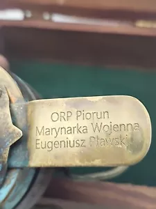 Polish Navy WWII ORP Piorun ship Eugenius Plawski Brass compass in wooden box - Picture 1 of 5