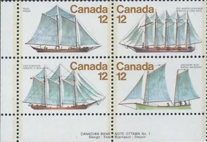 Canadá PB#747a - Veleros (1977) 4 x 12¢ con 745i - Muesca en 2ª a de aprox... - Imagen 1 de 1