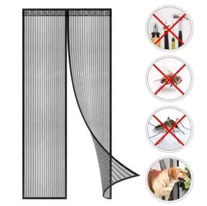 TENDA ZANZARIERA MAGNETICA CON CALAMITA 140 X 240 CM NERA PER PORTA BALCONE NEW - Foto 1 di 7