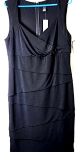 Vestido adelgazante White House Blk Market talla 16 tejido sin mangas malla negro azabache clásico NUEVO - Imagen 1 de 12