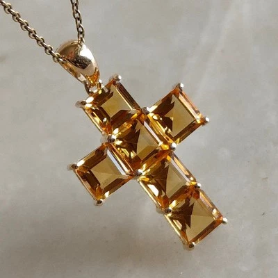 Colgante de piedra de nacimiento de noviembre de oro de 14 quilates con colga... - Imagen 1 de 4