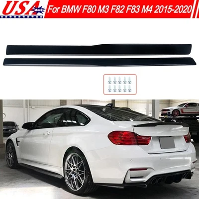 Glossy Black PSM Style Side Skirt Extension Fits BMW F82 F83 M4 F80 M3 2015-2020 Foto 1 de 4