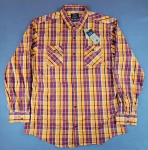 Camisa informal de manga larga con botones a cuadros Clementine 5XL azul real para hombre - Imagen 1 de 9