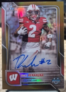 2025 Bowman University Chrome Trech Kekahuna 1st True Gold Auto /150 - Wisconsin - Picture 1 of 2
