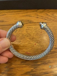Pulsera David Yurman Cable Piedras Naranja Plata de Ley y Oro Amarillo 14k - Imagen 1 de 5
