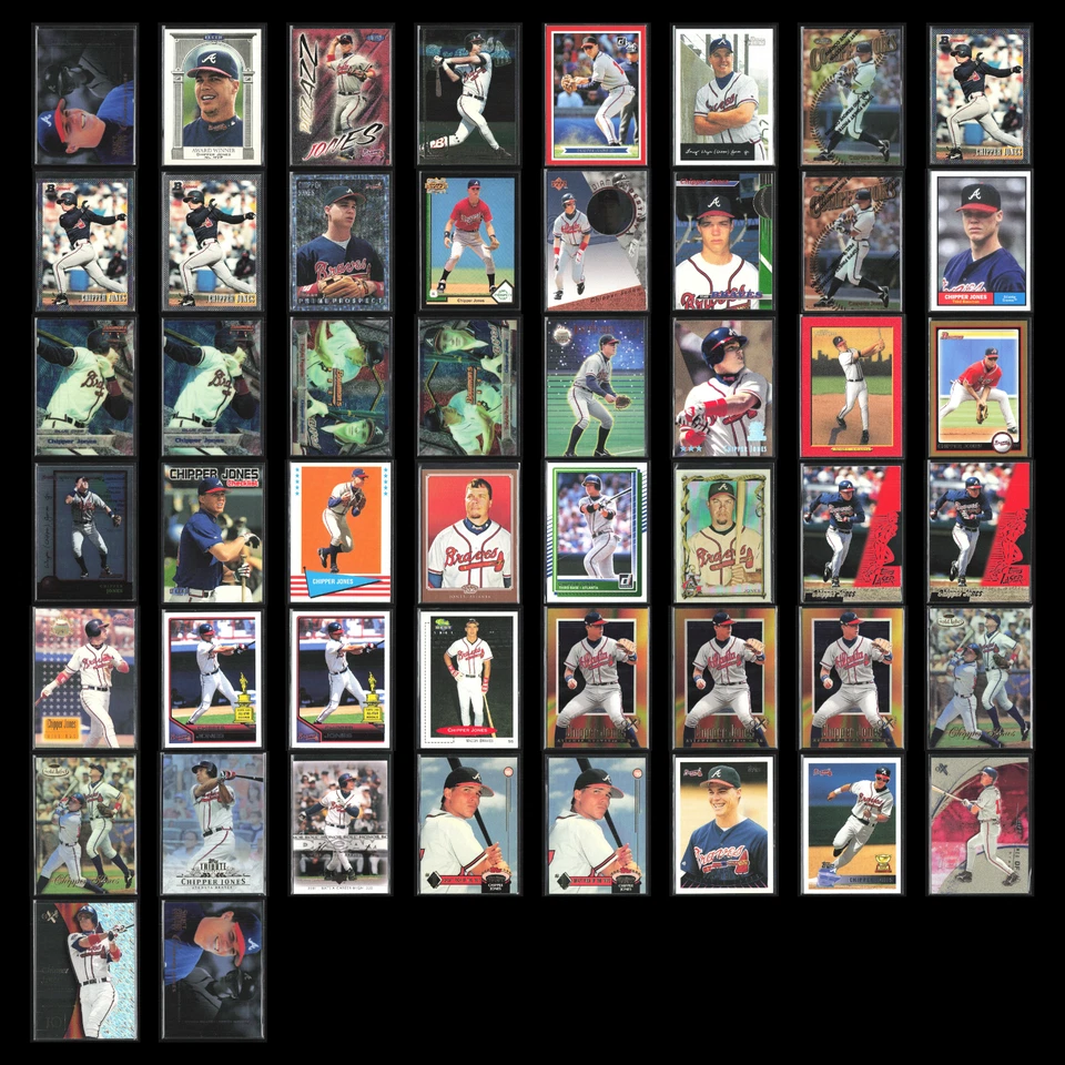 Chipper Jones 批量 50 张棒球卡 1996 年精选认证蓝色亚特兰大勇士队近乎完好 — 第 1/4 张图片