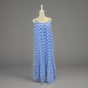 Maxi Vestido Para Mujer Talla XXL Mezcla de Lino LOFT Estampado Azul Volantes Vacaciones Boho 2XL - Imagen 1 de 16