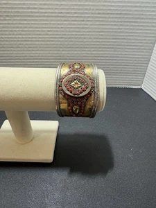 antique fire-gilt silver Turkmen cuff bracelet - Picture 1 of 5