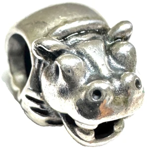 Pandora Retired Sterling Silver Hippo Animal Bead - 790334 - Picture 1 of 9