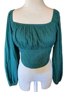 Japna Milkmaid Corset Top Sz Medium Renaissance Festivals Boho Peasant Green - Picture 1 of 10