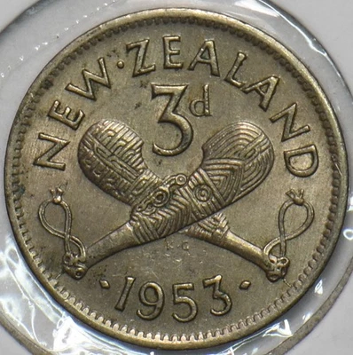 Nueva Zelanda 1953 3 peniques 903629 envío combinado Foto 1 de 2