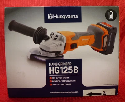 HUSQVARNA HG125B HG 125 B 5” CORDLESS 18V GRINDER KIT UNUSED - Image 1 of 4