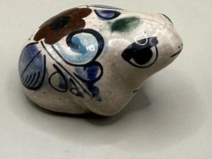 Tonala Frog Ceramic Figurine Small Signed Mexico Folk Art Floral Hand Painted - Picture 1 of 5