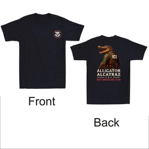 Alligator Alcatraz Nature's Own Border Patrol Front & Back Print Men's T-Shirt - Picture 1 of 4