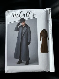 Costume Mens Trench Coat Long Steampunk Victorian Historic Uncut Pattern M8137 - Picture 1 of 2