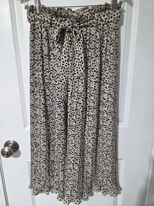 Pantalón Alice Azul Recortado Estampado Leopardo Talla S Cintura Elástica Pierna Plisada Ancha - Imagen 1 de 9