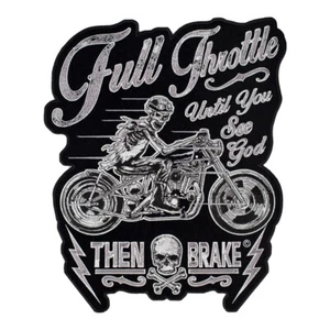 Full Throttle See God Riding Skeleton Patch, Biker Back Patches - Picture 1 of 5